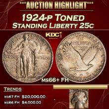 1924-p Standing Liberty Quarter Toned 25c ms66+ FH SEGS