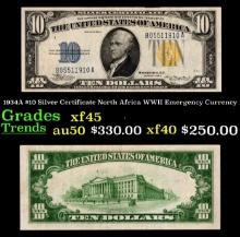 1934A $10 Silver Certificate North Africa WWII Emergency Currency Grades xf+