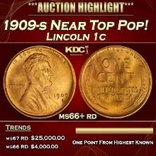 1909-s Lincoln Cent Near Top Pop! 1c ms66+ rd SEGS