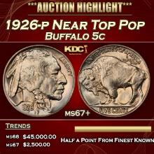 1926-p Buffalo Nickel Near Top Pop 5c ms67+ SEGS