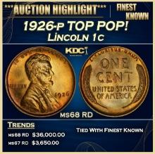 1926-p Lincoln Cent TOP POP! 1c ms68 RD SEGS
