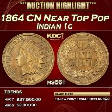 1864 CN Indian Cent Near Top Pop 1c ms66+ SEGS