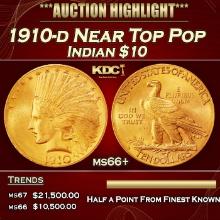 1910-d Gold Indian Eagle Near Top Pop $10 ms66+ SEGS