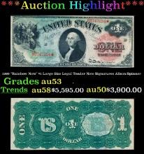 1869 $1 Large Size Legal Tender Note "Rainbow Note" Grades Select AU Signatures Alison/Spinner