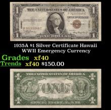 1935A $1 Silver Certificate Hawaii WWII Emergency Currency Grades xf