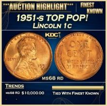 1951-s Lincoln Cent TOP POP! 1c ms68 rd SEGS