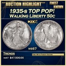 1935-s Walking Liberty Half Dollar TOP POP! 50c ms67 SEGS