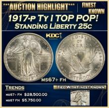 1917-p Ty I Standing Liberty Quarter TOP POP! 25c ms67+ fh SEGS