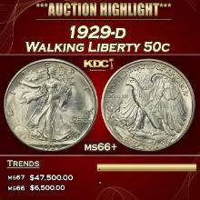 1929-d Walking Liberty Half Dollar 50c ms66+ SEGS