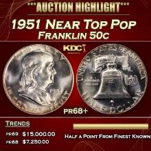 1951 Proof Franklin Half Dollar Near Top Pop 50c pr68+ SEGS