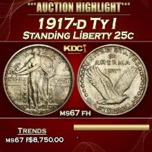 1917-d Ty I Standing Liberty Quarter 25c ms67 fh SEGS