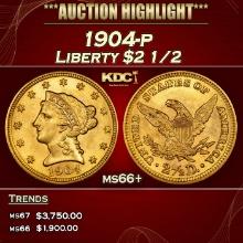 1904-p Gold Liberty Quarter Eagle $2 1/2 ms66+ SEGS