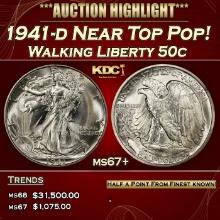 1941-d Walking Liberty Half Dollar Near Top Pop! 50c ms67+ SEGS