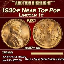 1930-p Lincoln Cent Near Top Pop 1c ms67+ rd SEGS