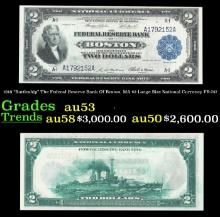 1918 $2 Large Size National Currency "Battleship" The Federal Reserve Bank Of Boston, MA Grades Sele
