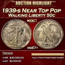 1939-s Walking Liberty Half Dollar Near Top Pop 50c ms67+ SEGS