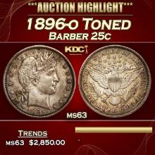 1896-o Barber Quarter Toned 25c ms63 USCG
