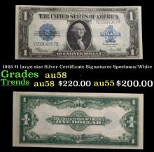 1923 $1 large size Silver Certificate Grades Choice AU/BU Slider Signatures Speelman/White