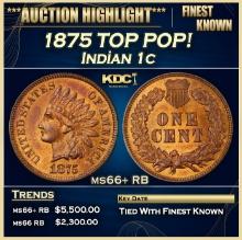 1875 Indian Cent TOP POP! 1c ms66+ RB SEGS