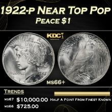 1922-p Peace Dollar Near Top Pop $1 ms66+ SEGS