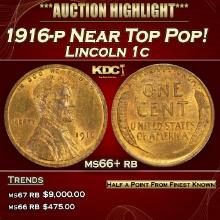 1916-p Lincoln Cent Near Top Pop! 1c ms66+ rb SEGS