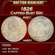 1826 Capped Bust Half Dollar 50c ms62+ USCG