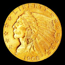 1908-p Gold Indian Quarter Eagle $2 1/2 ms64+ SEGS
