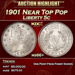 1901 Liberty Nickel Near Top Pop 5c ms66+ SEGS