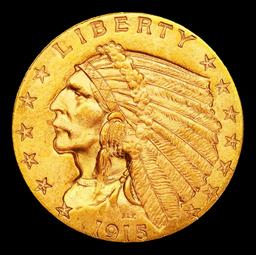 1915-p Gold Indian Quarter Eagle $2 1/2 ms64+ SEGS
