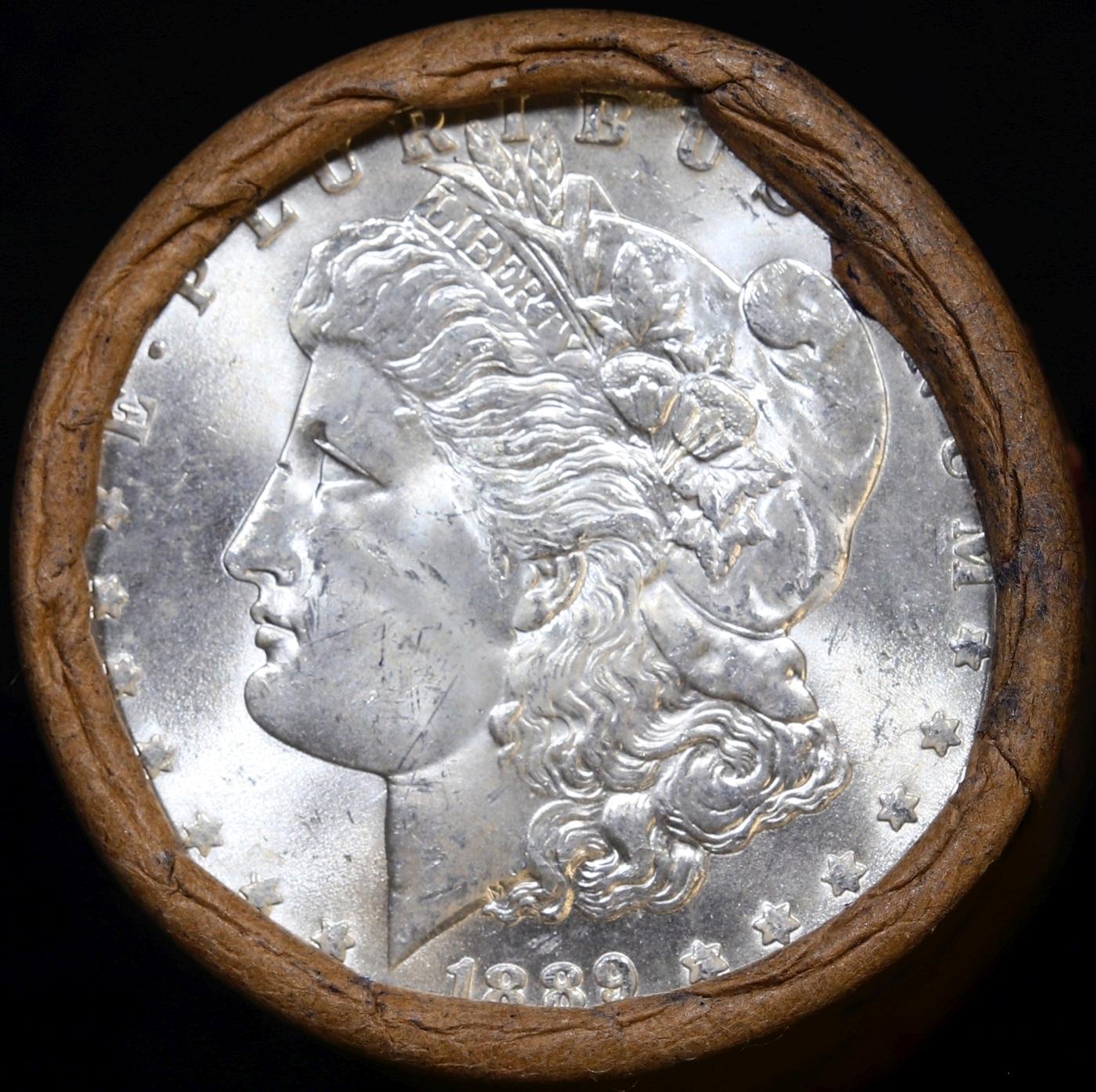 Full solid date 1889-p Uncirculated Morgan silver dollar roll, 20 coins