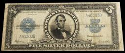 1923 $5 Large Size Silver Certificate "Porthole Note" Grades vf+ Signatures Speelman/White