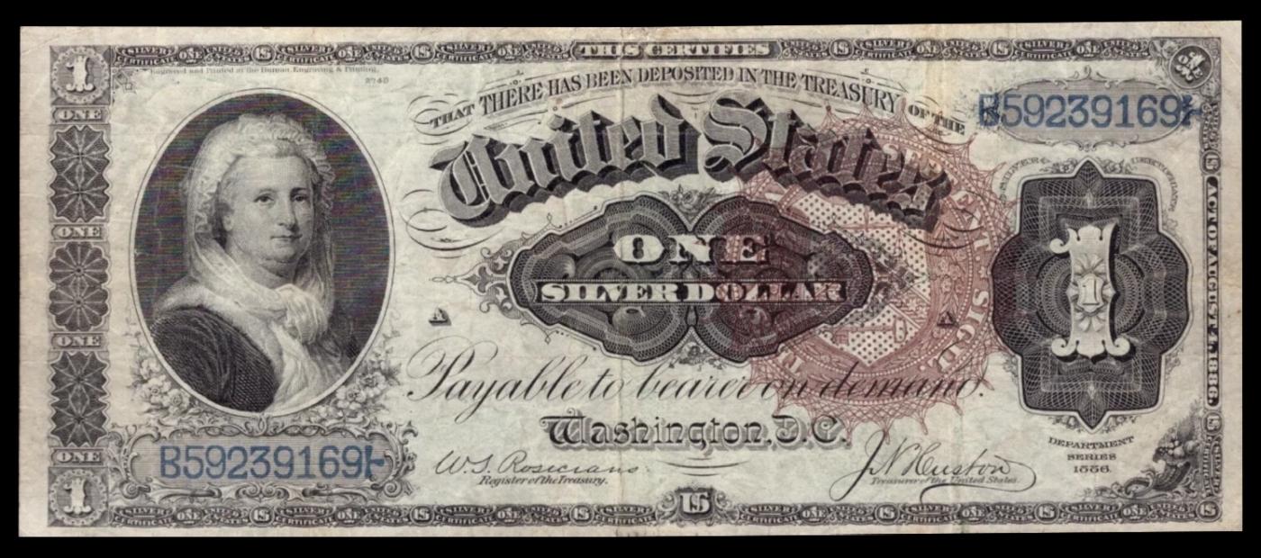 1886 $1 large size Silver Certificate Martha Washington Grades xf FR-219