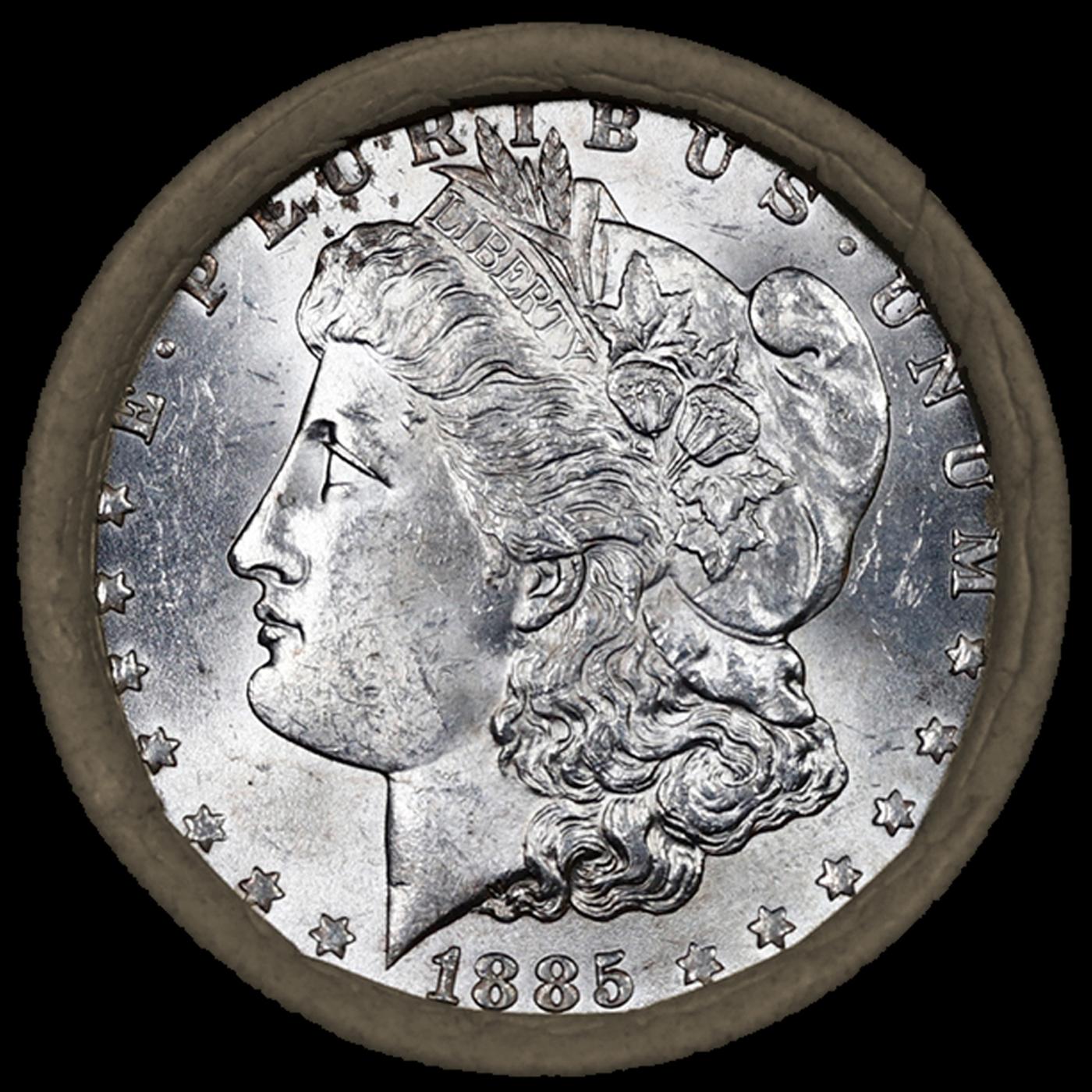 RA- SEARS 20 Coin UNC Morgan Dollar $1 Roll With CC End 1885 & CC Ends