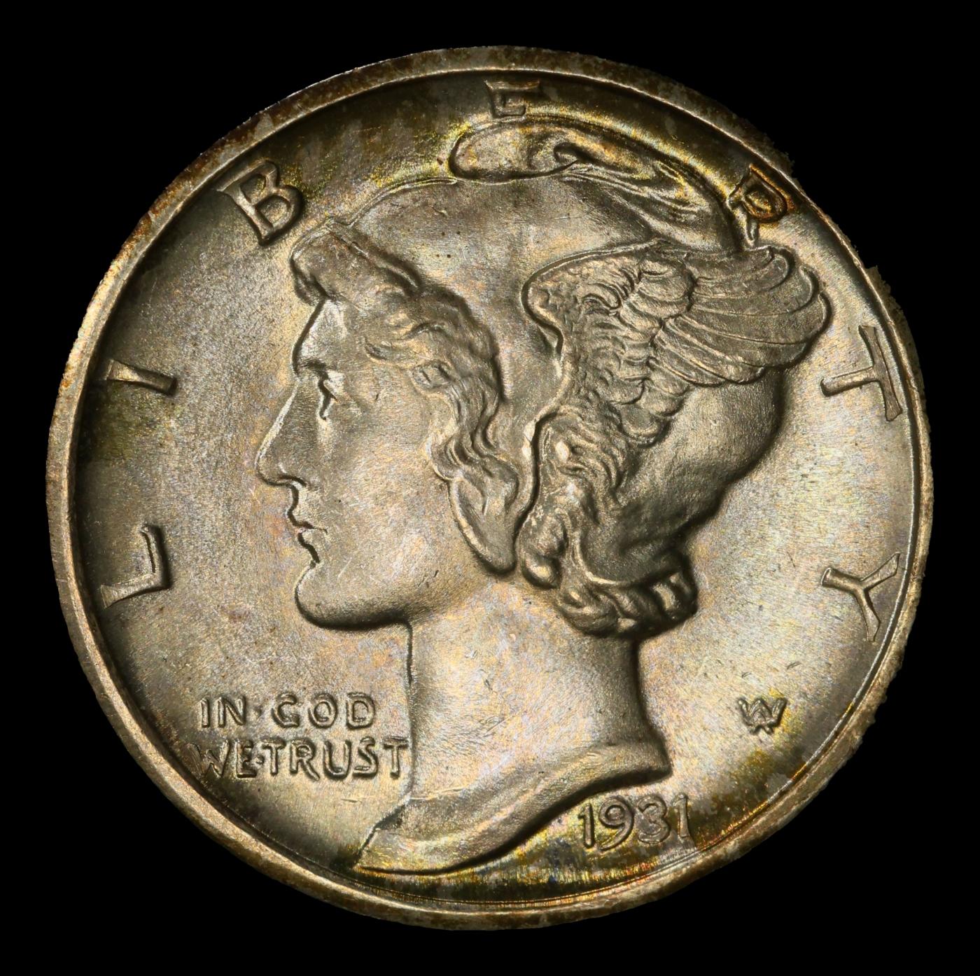 1931-d Mercury Dime Toned TOP POP! 10c ms67+ FSB SEGS