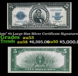 1923 $5 Large Size Silver Certificate "Porthole Note" Grades Select AU Signatures Speelman/White