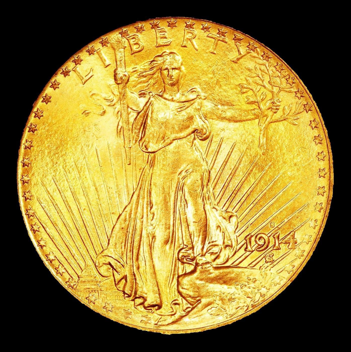 1914-s Gold St. Gaudens Double Eagle TOP POP! $20 ms67 SEGS
