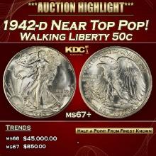 1942-d Walking Liberty Half Dollar Near Top Pop! 50c ms67+ SEGS