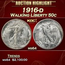 1916-d Walking Liberty Half Dollar 50c ms64 SEGS