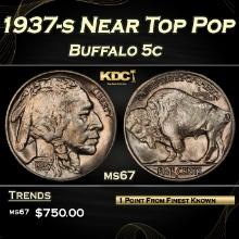 1937-s Buffalo Nickel Near Top Pop 5c ms67 SEGS