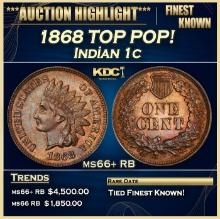 1868 Indian Cent TOP POP! 1c ms66+ RB SEGS