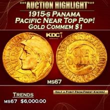 1915-s Panama Pacific Gold Commem Dollar Near Top Pop! 1 ms67 SEGS