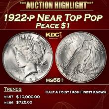 1922-p Peace Dollar Near Top Pop $1 ms66+ SEGS