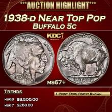 1938-d Buffalo Nickel Near Top Pop 5c ms67+ SEGS