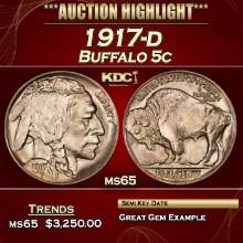 1917-d Buffalo Nickel 5c ms65 SEGS