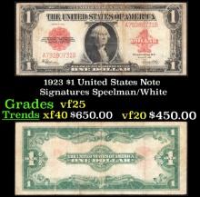 1923 $1 United States Note Grades vf+ Signatures Speelman/White