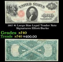 1917 $1 Large Size Legal Tender Note Grades xf Signatures Elliott/Burke