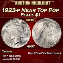 1923-p Peace Dollar Near Top Pop $1 ms67 SEGS
