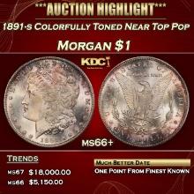 1891-s Morgan Dollar Colorfully Toned Near Top Pop $1 ms66+ SEGS