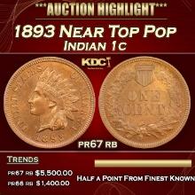 1893 Proof Indian Cent Near Top Pop 1c pr67 rb SEGS
