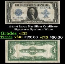 1923 $1 large size Silver Certificate Grades vf+ Signatures Speelman/White